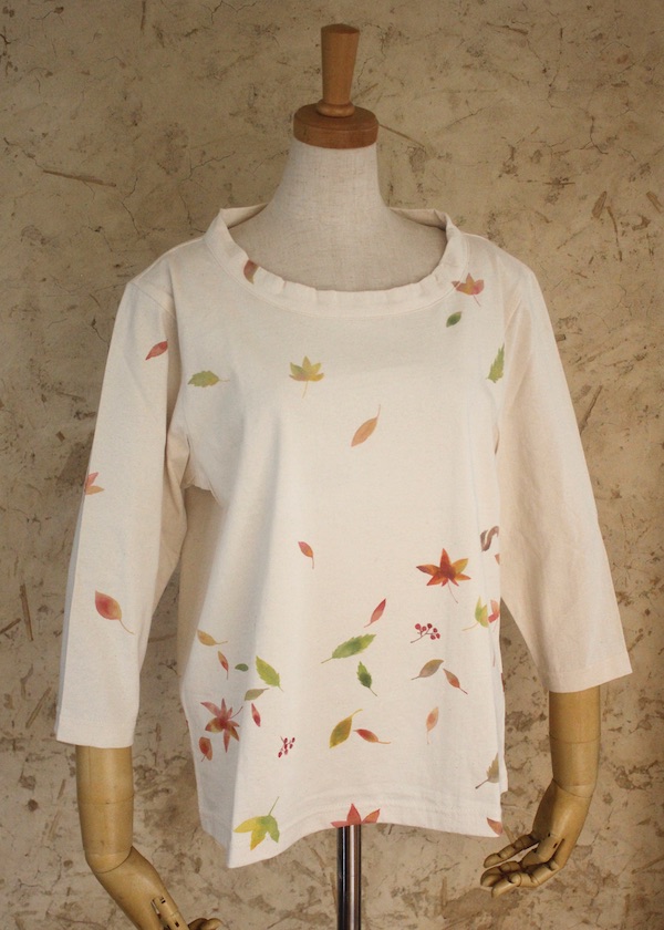 落ち葉　七分袖オリジナルTシャツ　大